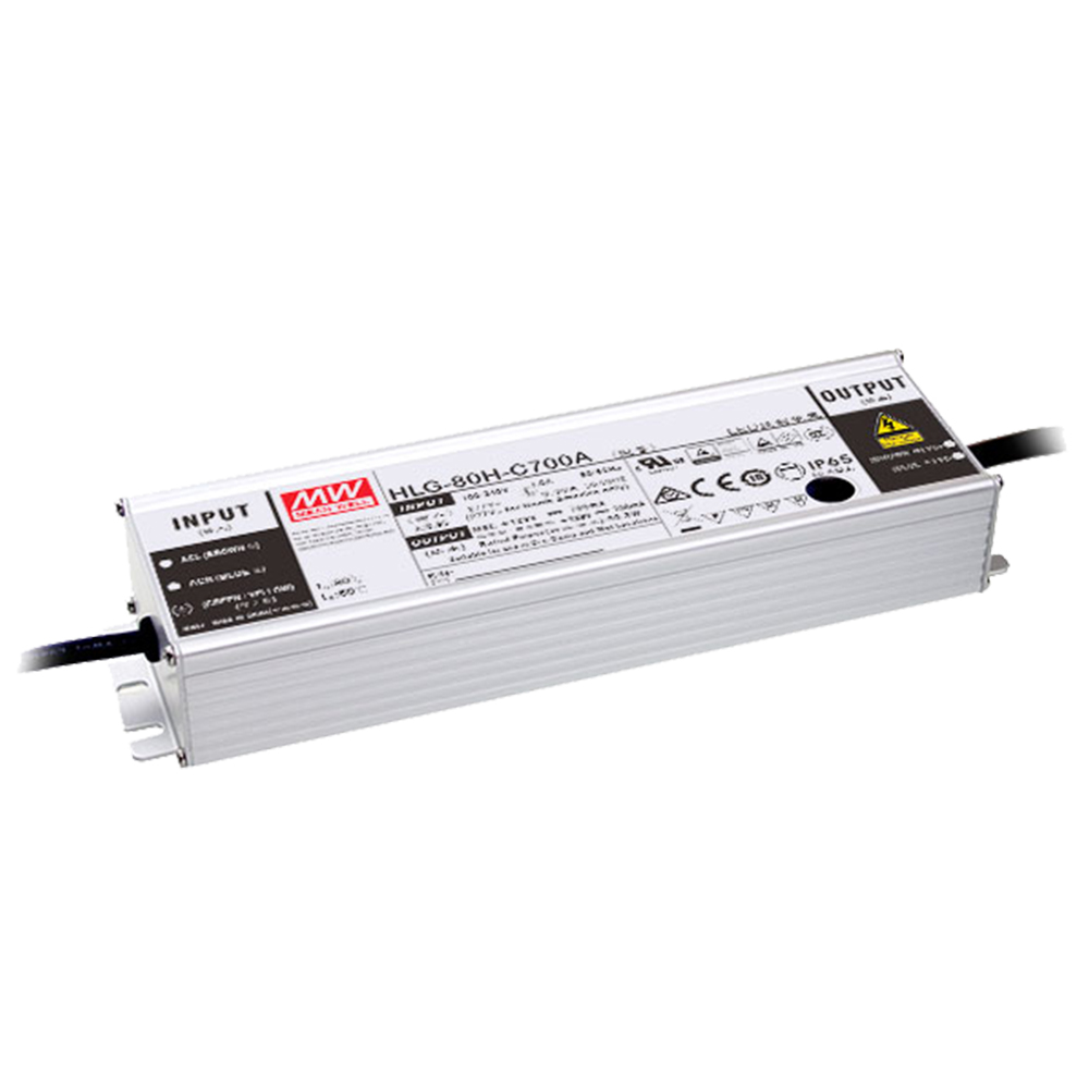 明纬90W恒流型LED驱动器HLG-80H-C系列HLG-80H-C350A/HLG-80H-C700A高转换率电源供应器